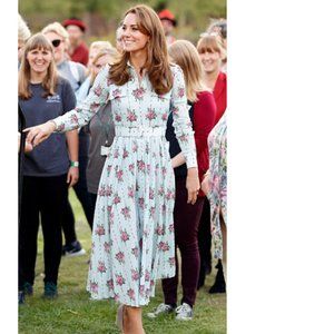 NWT Emilia Wickstead Aurora Blue Rosewood Blouse & Matching Skirt Kate Middleton